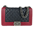 Chanel Shoulder Bag Boy Black Red