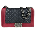 Chanel Shoulder Bag Boy Black Red