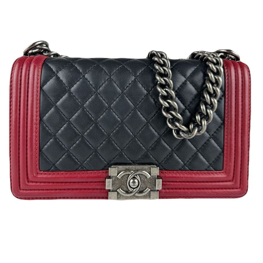 Chanel Shoulder Bag Boy Black Red