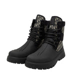Dior Oblique Garden Lace Up Boots 40 Black Multicolor Rubber Canvas