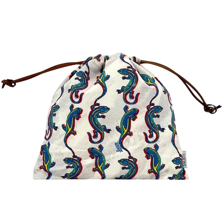 Loewe Pouch Drawstring Paulaz Ibiza Canvas Leather White