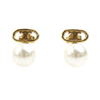 Celine Vintage-Style Gold-Tone and Pearl Earrings