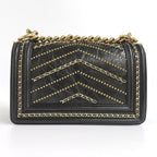 Chanel Boy 20 Chain Shoulder Flap Bag Cuff Black Studs — view 3