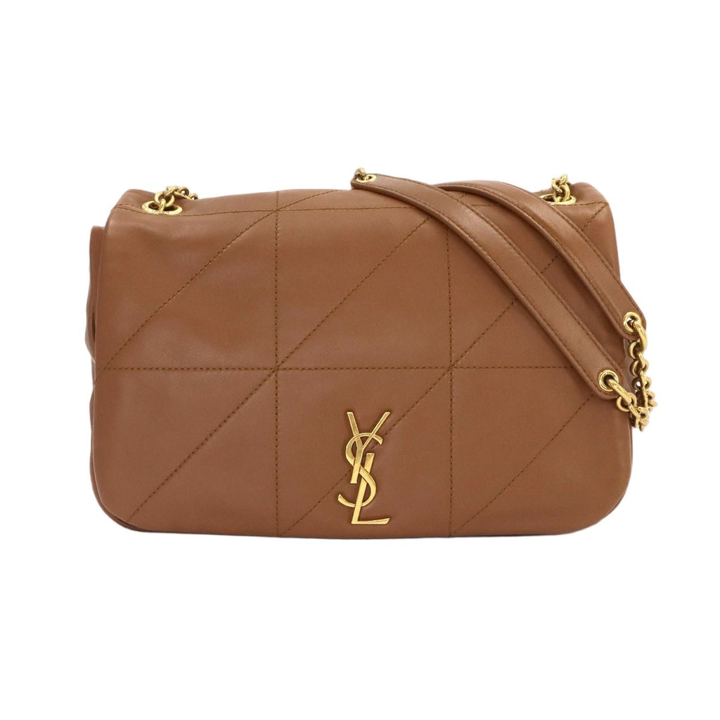 Saint Laurent Jamie Chain Shoulder Bag Leather Brown Gold