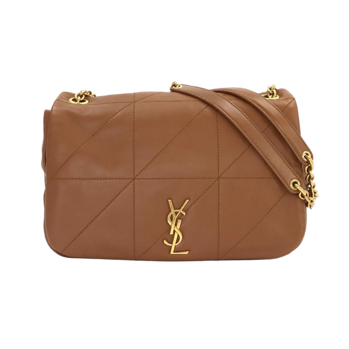 Saint Laurent Jamie Chain Shoulder Bag Leather Brown Gold