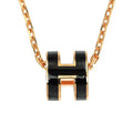 Hermes Necklace Pop Ash Mini Pendant Black Rose Gold Hardware Accessorie