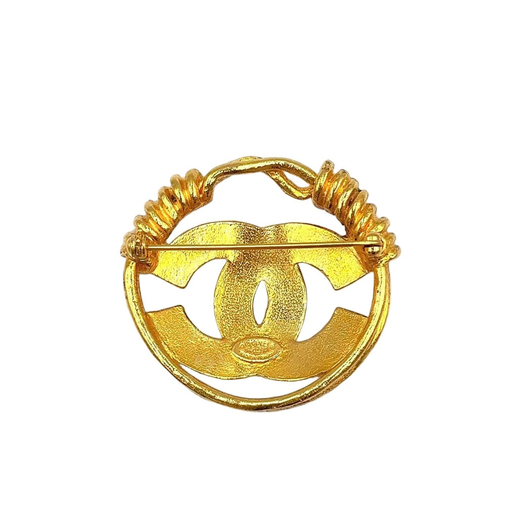 Chanel CC Logo Gold Plated Brooch — view 2