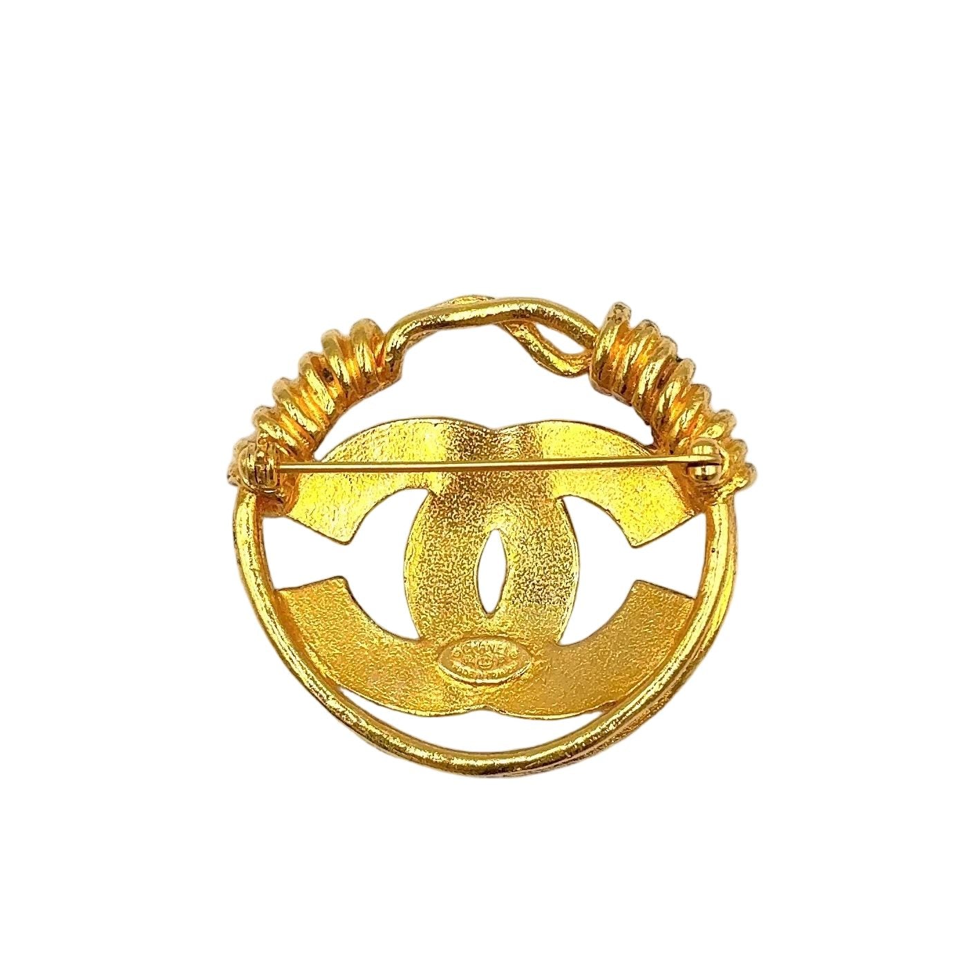 Chanel CC Logo Gold Plated Brooch — view 2