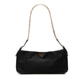Prada Chain Shoulder Bag Black Gold Nylon Leather