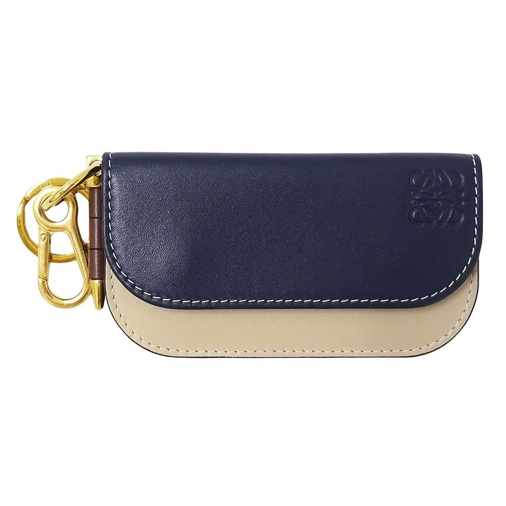 Loewe Wallet Coin Case Leather Gate Mini Navy Beige Card Small