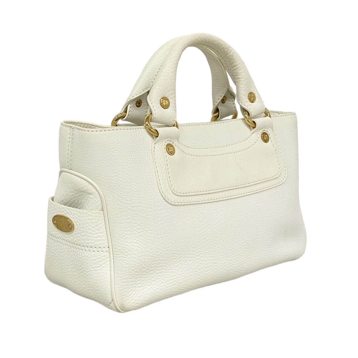 Celine Handbag Boogie Bag Leather White Gold — view 2