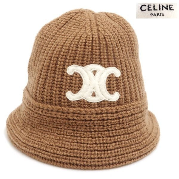 Celine Triomphe Crochet Bucket Hat 2 A80 T384 D Camel Beige Cashmere