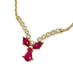 Dior Necklace Rhinestone Redstone Gold Accessories Pendant — view 2