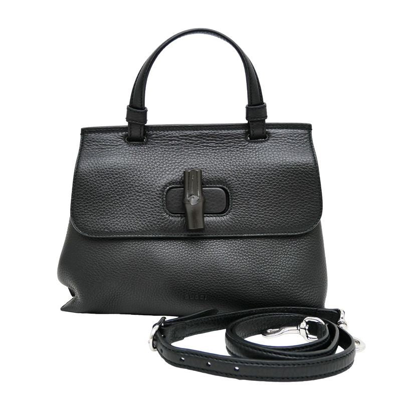 Gucci Daily Bamboo 2-Way Handbag Black Shoulder Leather — view 2