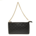 Gucci Guccissima Chain Shoulder Bag Wrist Wallet Black Leather
