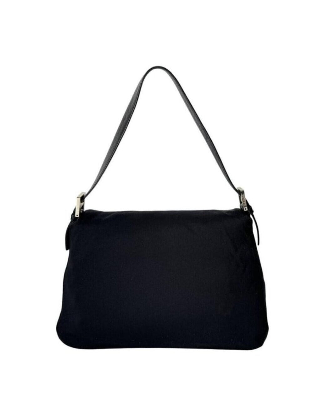 Fendi Mamma Zucca Bucket Baguette Shoulder Flap Bag Black Purse Tote