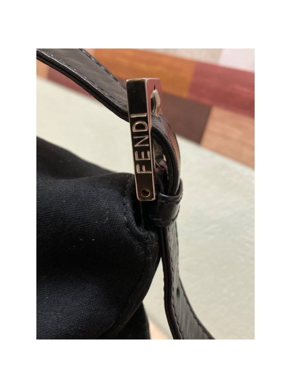 Fendi Mamma Zucca Bucket Baguette Shoulder Flap Bag Black Purse Tote