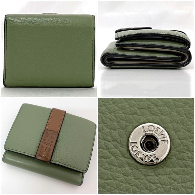 Loewe Trifold Wallet Green Anagram Compact Leather — view 3