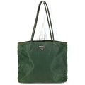 Prada Shoulder Bag Triangle Logo Plate Nylon Khaki