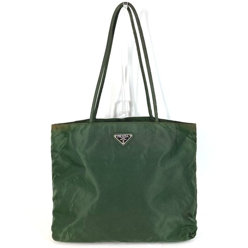 Prada Shoulder Bag Triangle Logo Plate Nylon Khaki