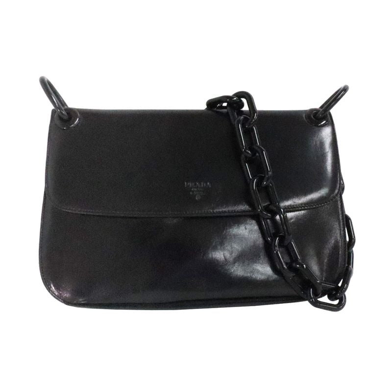 Prada Plachain Shoulder B6380 Black Nappa Swing Leather Bag — view 2