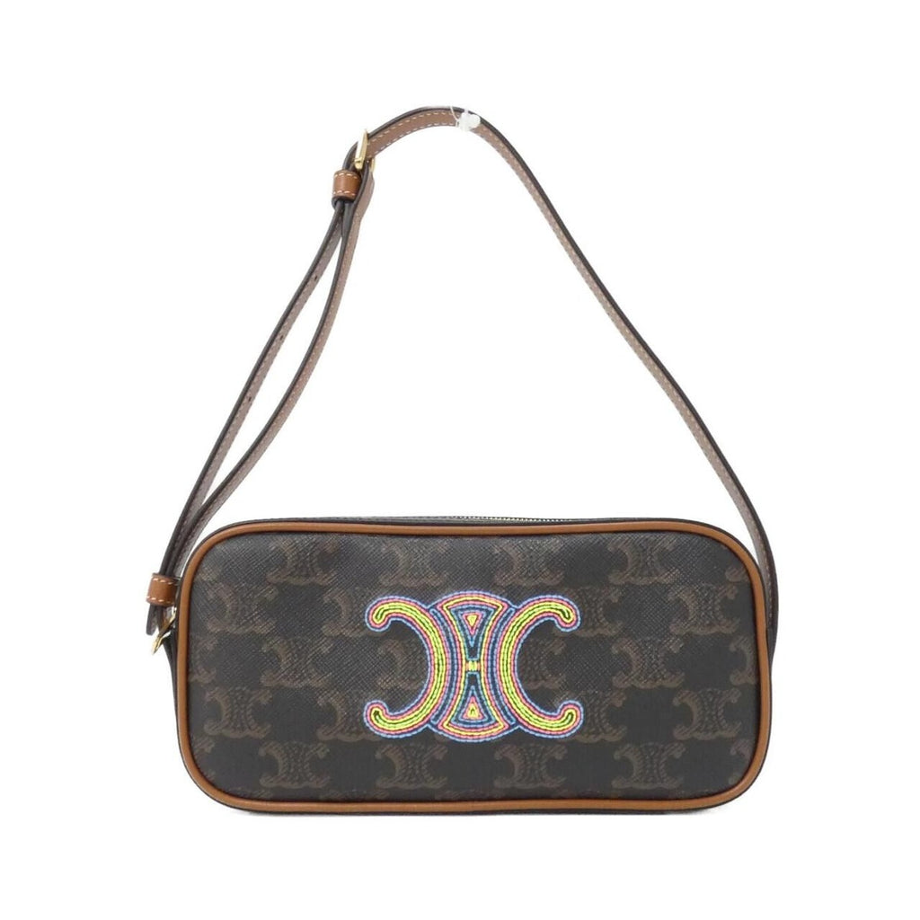 Celine Shoulder Bag Canvas Gold