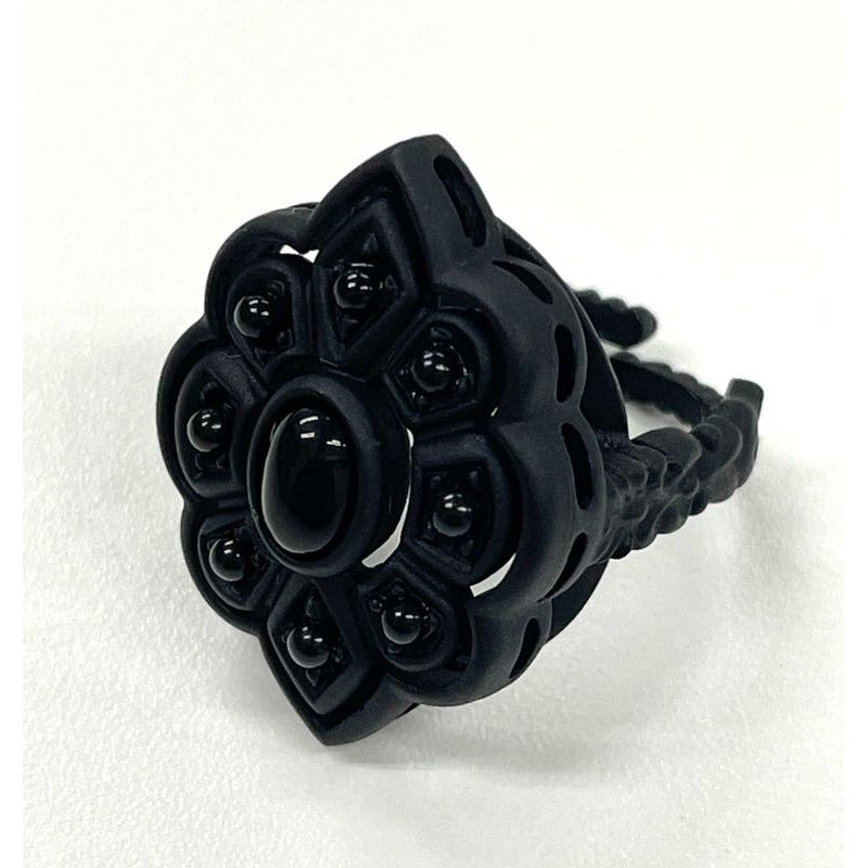 Gucci Michele Period Stone Faux Pearl Flower Ring Size 6 Black — view 2