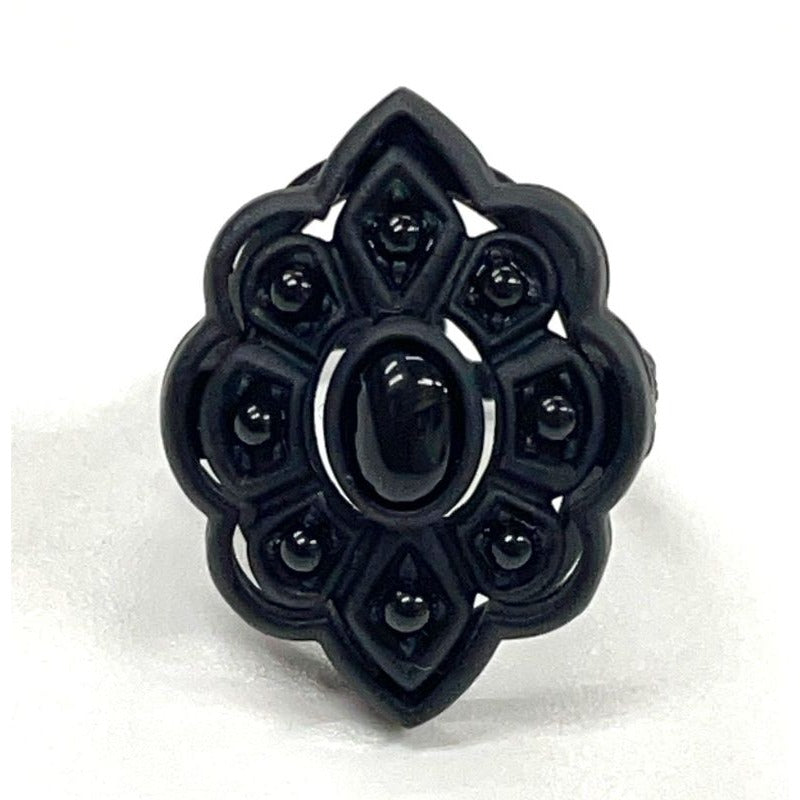 Gucci Michele Period Stone Faux Pearl Flower Ring Size 6 Black