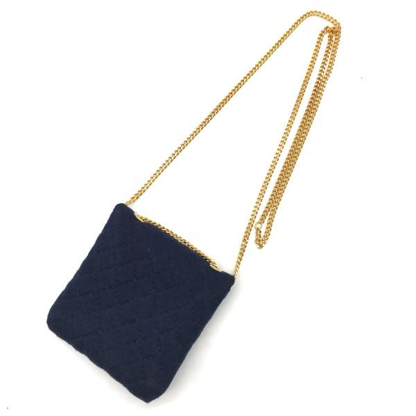 Chanel Mini Quilted Cotton Chain Bag Navy — view 4