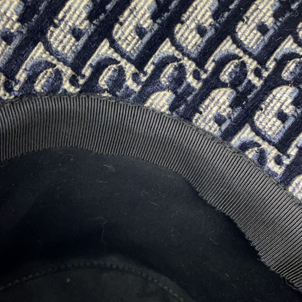 Dior Hat Oblique Trotter Velour 58 Navy Red — view 8