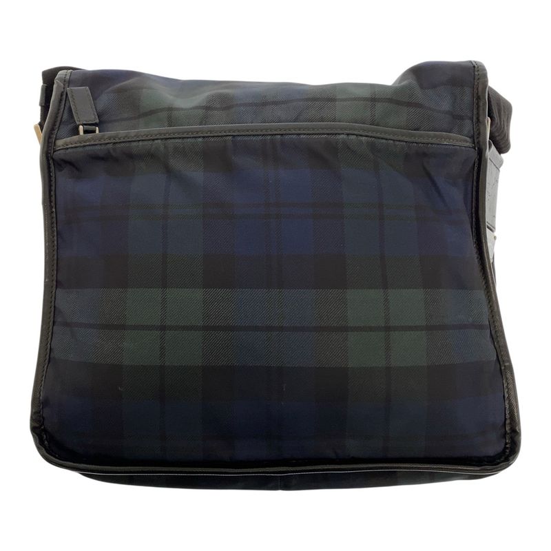 Prada Tessuto Triangle Logo Plate Checked Green Blue Black Silver Hardware — view 2