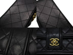 Chanel S Flap Chain Shoulder Bag CC Logo Lambskin Black Gold — view 8