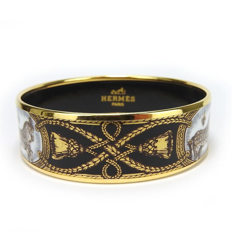 Hermes Bracelet Emile GM Metal Cloisonne Multicolor Gold Black Horse Jewelry — view 3