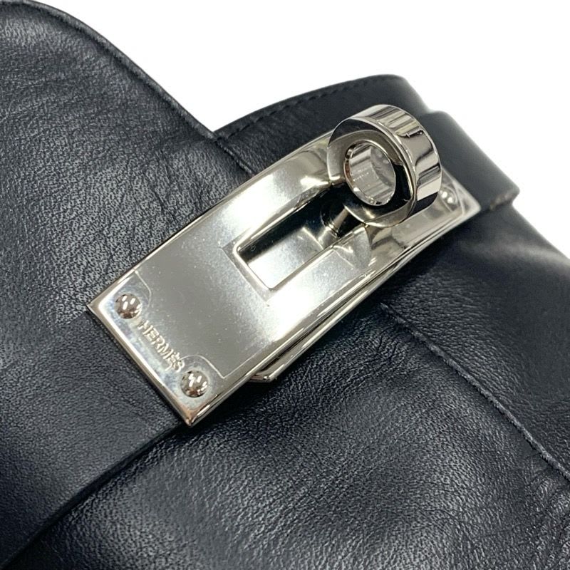 Hermes Boots Short Shoes Leather Black Silver Kelly Hardware — view 8