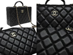 Chanel CC Logo Quilted Chain Shoulder Handbag Lambskin Black — view 4