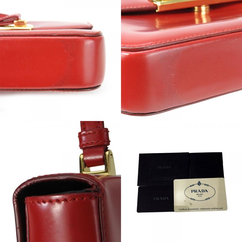 Prada Handbag Bn1670 Calf Rosso Red Gold Hardware Mini Bag Ribbon — view 9