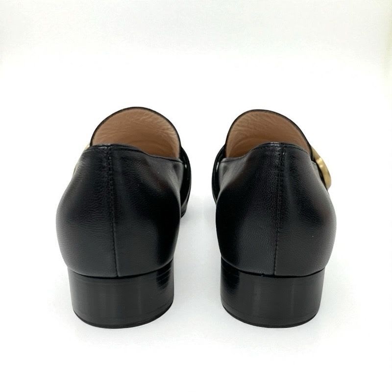Gucci Double G Loafers Leather Shoes Black Gold GG Marmont — view 5
