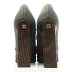 Chanel Booties Chunky Heel 14 A C7257 Lace Up 36 Leather Wood-like — view 5