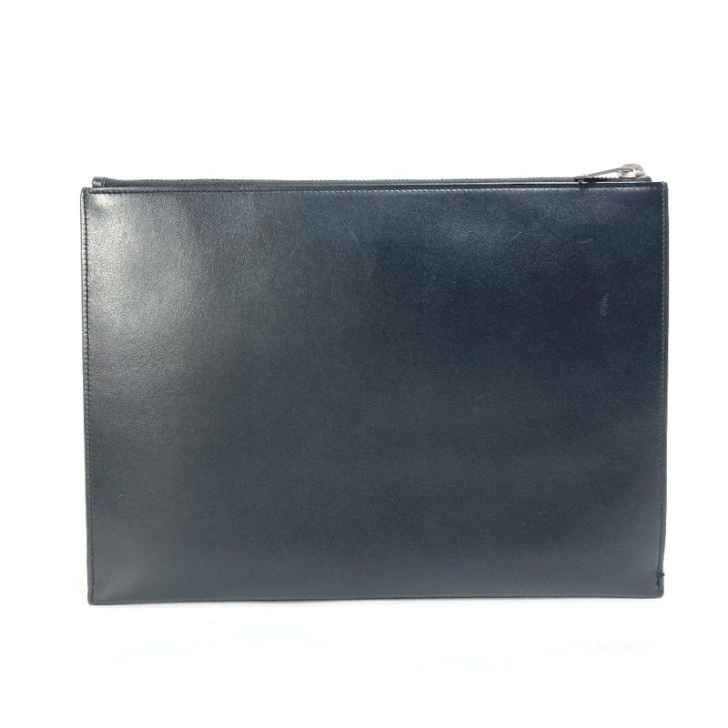 Saint Laurent Paris Clutch Bag Logo Patch Leather Black — view 2