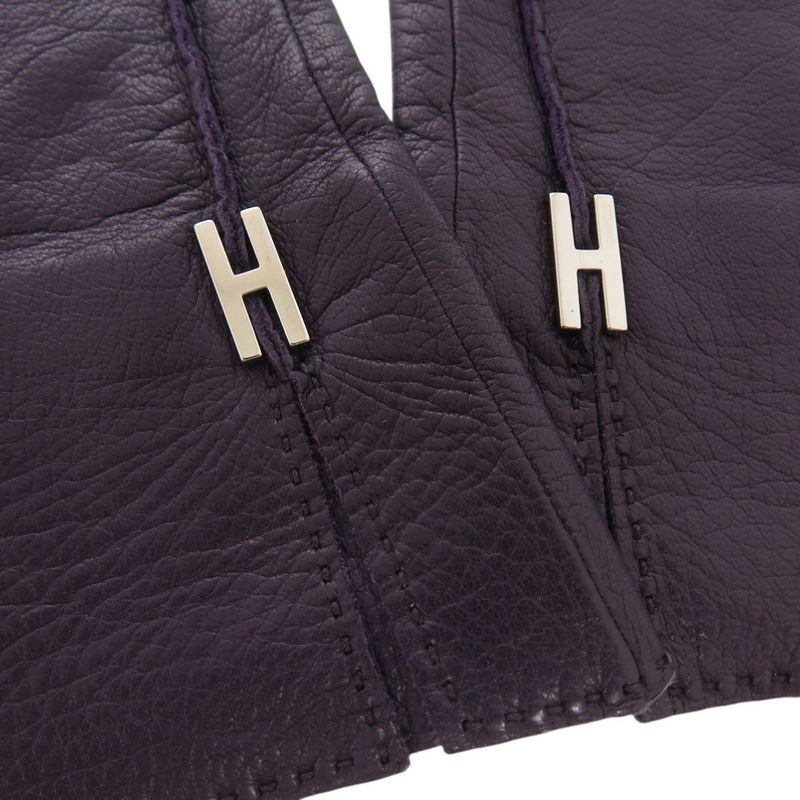 Hermes Hhardware Gloves Goth Leather Purple 0488 — view 7