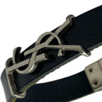 Saint Laurent Cassandra Bracelet Bangle Accessories YSL Logo Leather — view 7