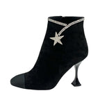 Chanel Boots Short Shoes Suede Fabric Black Rhinestone Star — view 3