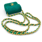 Chanel Suede Mini Chain Shoulder Bag Green — view 6