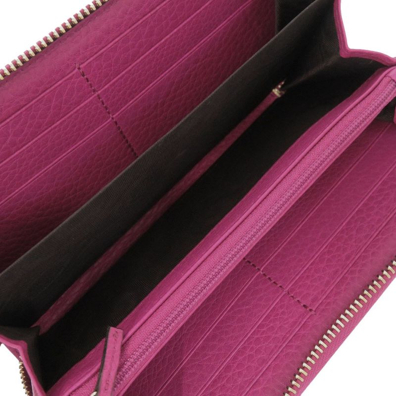Gucci Bamboo Leather Magenta Round Zipper Long Wallet 1329 — view 4