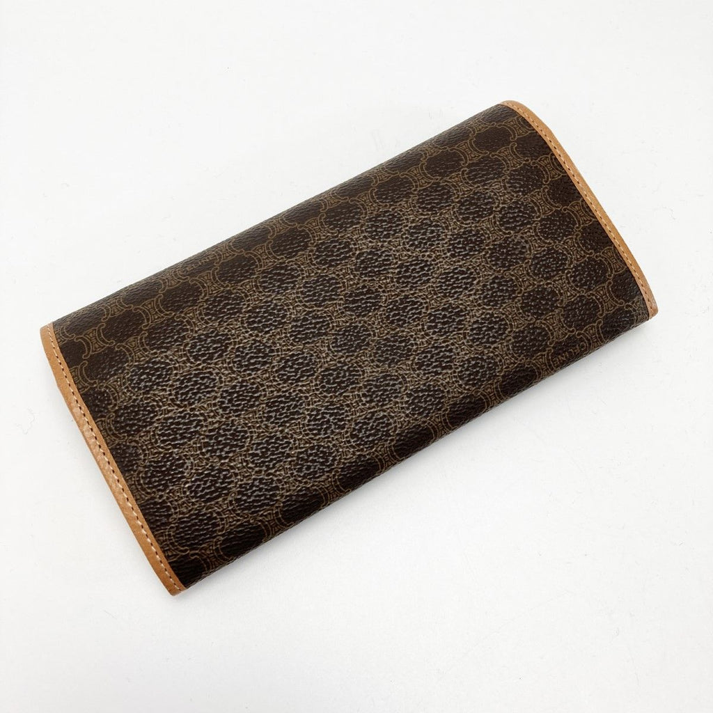 Celine Macadam Pattern Bifold Wallet Pouch Brown Leather Long — view 2