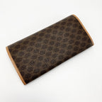 Celine Macadam Pattern Bifold Wallet Pouch Brown Leather Long — view 2