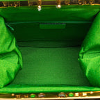 Dior Gusset Shoulder Bag 2-Way Blue Green Satin Canvas — view 7