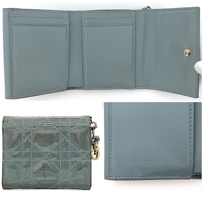 Christian Dior Trifold Wallet Gray Lady Cannage — view 2
