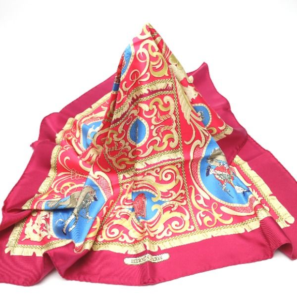 Hermes Knight Carriage Carre 90 LA Presentation Scarf Purple — view 2