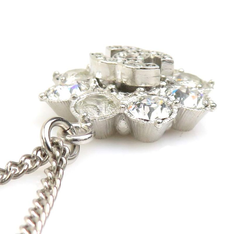 Chanel Crystal Floral Silver Necklace — view 4